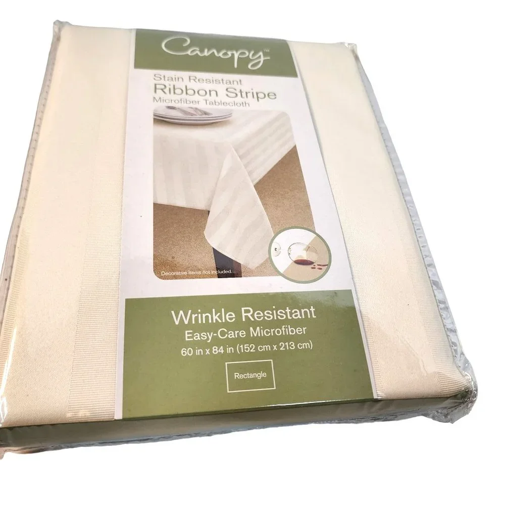 Canopy Ivory 60x84 Rectangle Tablecloth Stain & Wrinkle Resistant